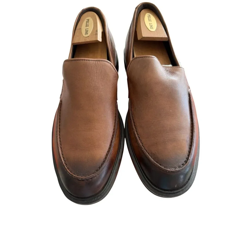 ECCO Vitrus II Apron Toe Leather Slip On Loafers Brown Men's Size EU 39 US 5-5.5